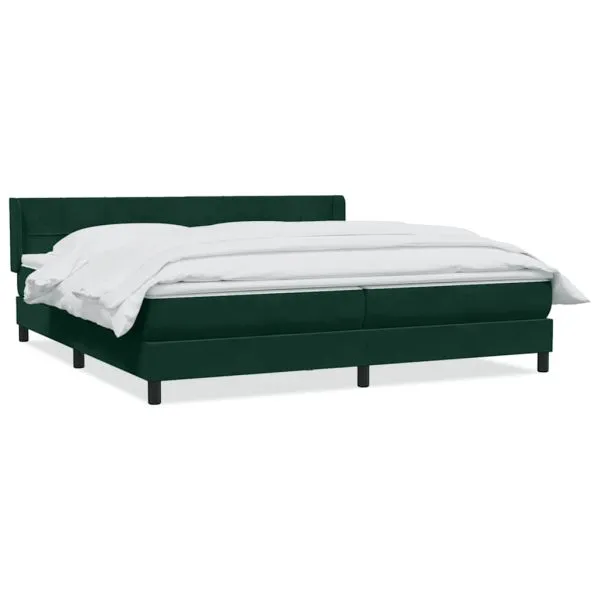 Pat box spring cu saltea, verde închis, 200×210 cm, catifea