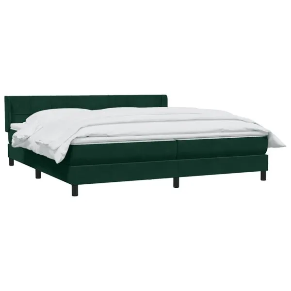 Pat box spring cu saltea, verde închis, 200×210 cm, catifea