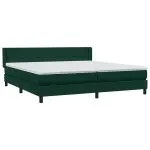 Pat box spring cu saltea, verde închis, 200×210 cm, catifea