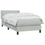 Pat box spring cu saltea, gri deschis, 100×220 cm, catifea