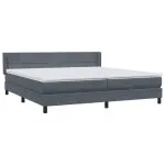Pat box spring cu saltea, gri închis, 180×220 cm, catifea