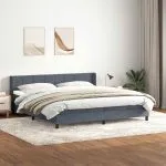 Pat box spring cu saltea, gri închis, 200×220 cm, catifea