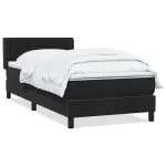 Pat box spring cu saltea, negru, 90×210 cm, catifea