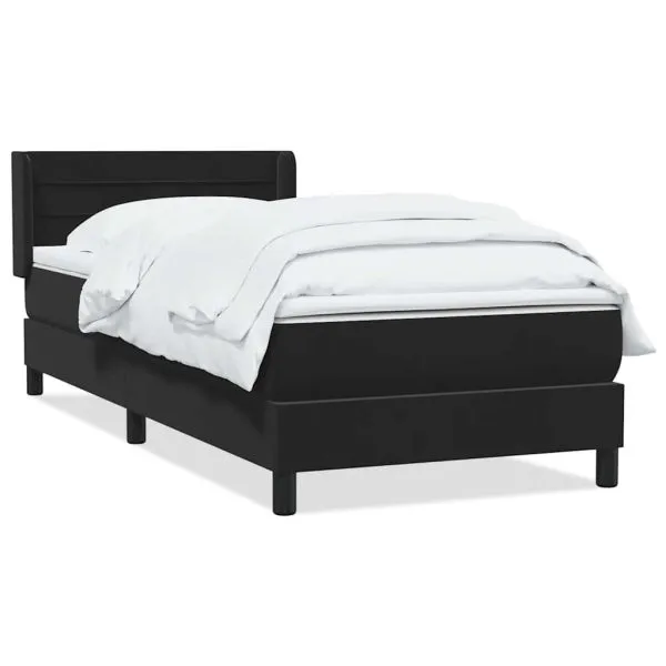 Pat box spring cu saltea, negru, 100×210 cm, catifea