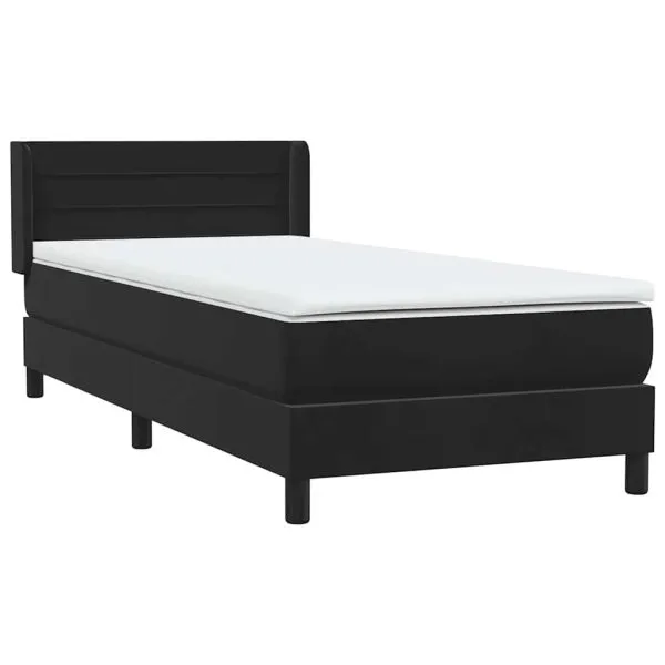Pat box spring cu saltea, negru, 100×210 cm, catifea