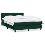 Pat box spring cu saltea, Verde închis, 140×210 cm, catifea