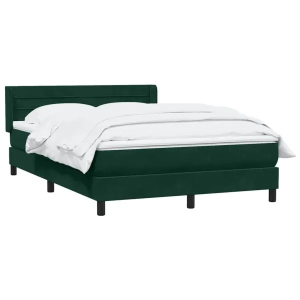 Pat box spring cu saltea, Verde închis, 140×210 cm, catifea