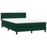 Pat box spring cu saltea, Verde închis, 140×210 cm, catifea