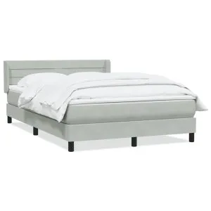 Pat box spring cu saltea, gri deschis, 160×210 cm, catifea
