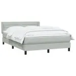 Pat box spring cu saltea, gri deschis, 160×210 cm, catifea