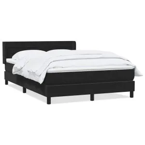 Pat box spring cu saltea, negru, 160×210 cm, catifea