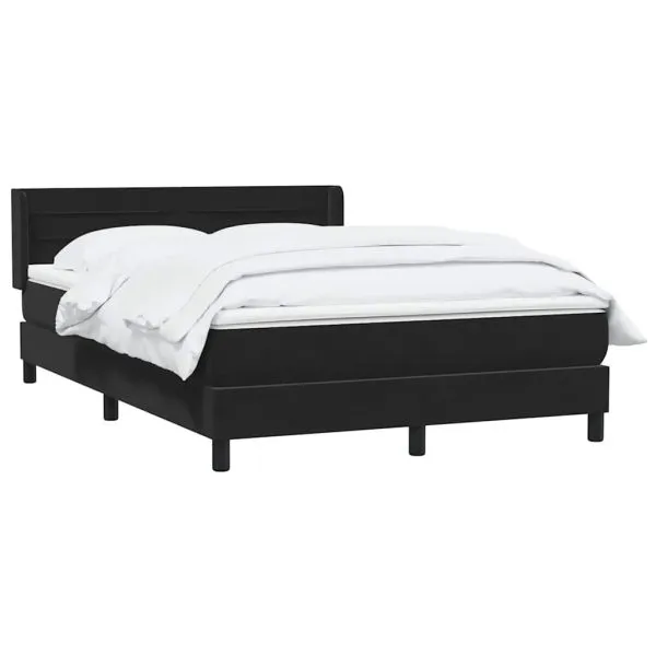 Pat box spring cu saltea, negru, 160×210 cm, catifea