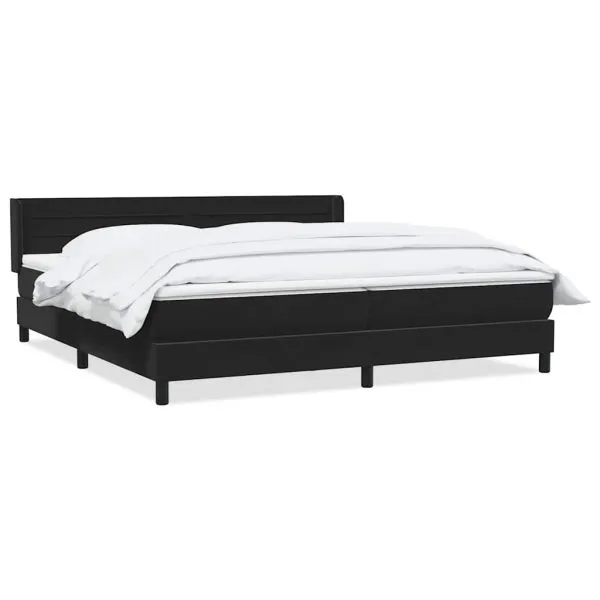 Pat box spring cu saltea, negru, 200×210 cm, catifea