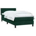 Pat box spring cu saltea, verde închis, 80×220 cm, catifea