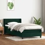 Pat box spring cu saltea, verde închis, 100×220 cm, catifea
