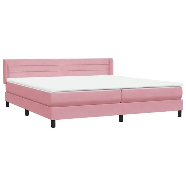 Pat box spring cu saltea, roz, 200×220 cm, catifea