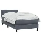Pat box spring cu saltea, gri închis, 100×210 cm, catifea