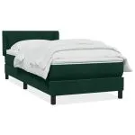 Pat box spring cu saltea, verde închis, 100×210 cm, catifea