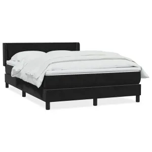 Pat box spring cu saltea, negru, 140×210 cm, catifea