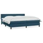 Pat box spring cu saltea, albastru închis, 180×210 cm, catifea