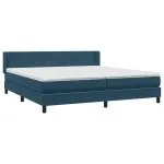 Pat box spring cu saltea, albastru închis, 180×210 cm, catifea