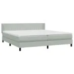 Pat box spring cu saltea, gri deschis, 200×210 cm, catifea