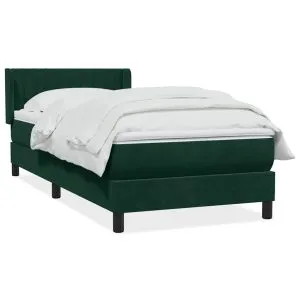 Pat box spring cu saltea, verde închis, 80×220 cm, catifea