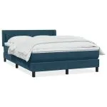 Pat box spring cu saltea, albastru închis, 160×220 cm, catifea