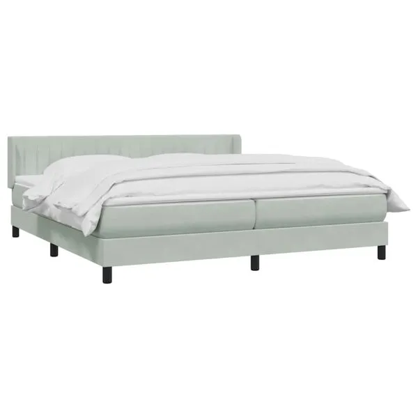Pat cu arcuri cu saltea gri deschis 180×220 cm catifea