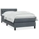 Pat box spring cu saltea, gri închis, 90×210 cm, catifea