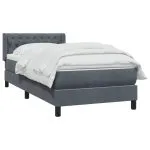 Pat box spring cu saltea, gri închis, 90×210 cm, catifea