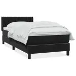 Pat box spring cu saltea, negru, 100×210 cm, catifea