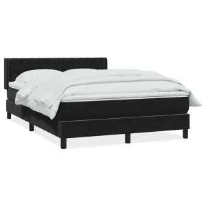 Pat box spring cu saltea, negru, 140×210 cm, catifea