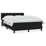 Pat box spring cu saltea, negru, 160×210 cm, catifea