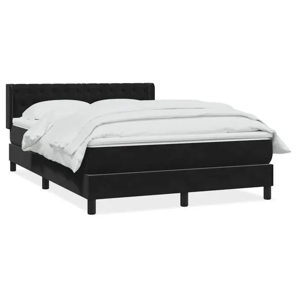 Pat box spring cu saltea, negru, 160×210 cm, catifea