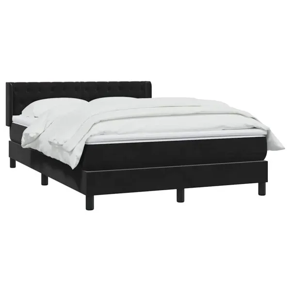 Pat box spring cu saltea, negru, 160×210 cm, catifea