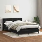 Pat box spring cu saltea, negru, 160×210 cm, catifea