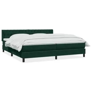 Pat box spring cu saltea, verde închis, 180×210 cm, catifea