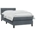 Pat box spring cu saltea, gri închis, 100×220 cm, catifea