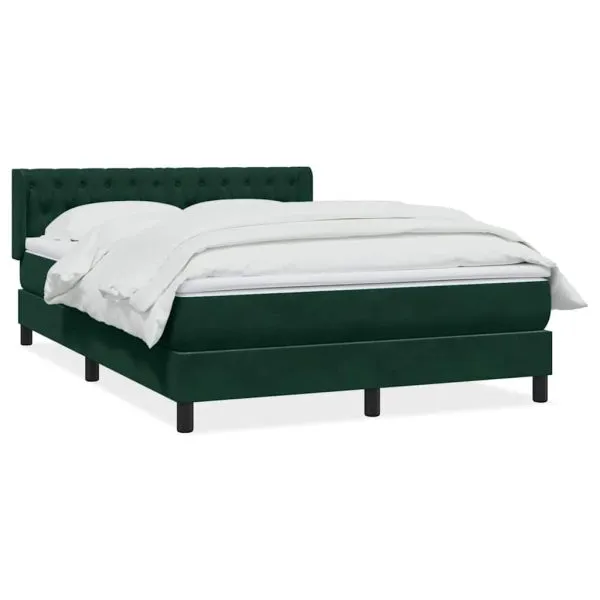 Pat box spring cu saltea, verde închis, 160×220 cm, catifea