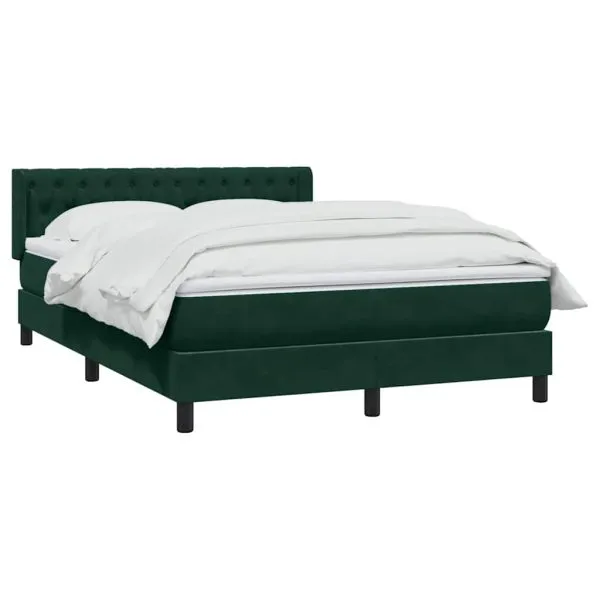 Pat box spring cu saltea, verde închis, 160×220 cm, catifea