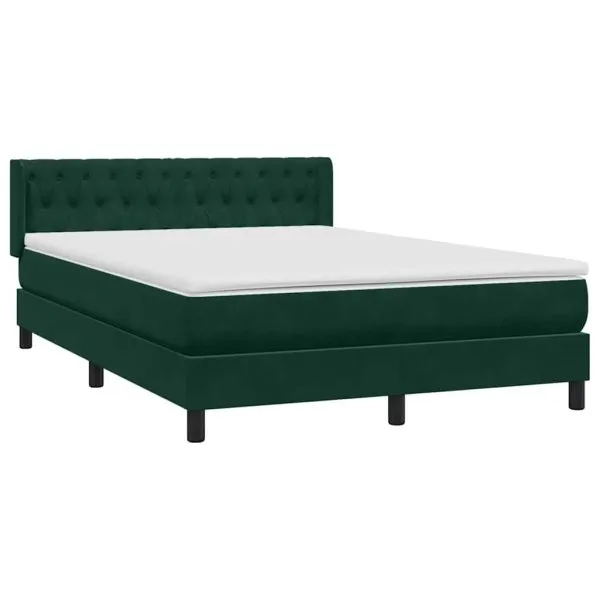 Pat box spring cu saltea, verde închis, 160×220 cm, catifea