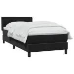 Pat box spring cu saltea, negru, 90×210 cm, catifea