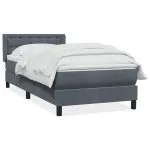 Pat box spring cu saltea, gri închis, 100×210 cm, catifea