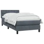 Pat box spring cu saltea, gri închis, 100×210 cm, catifea