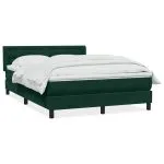 Pat box spring cu saltea, verde închis, 160×210 cm, catifea