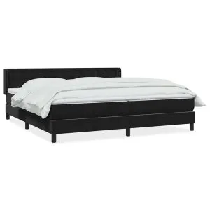 Pat box spring cu saltea, negru, 180×210 cm, catifea