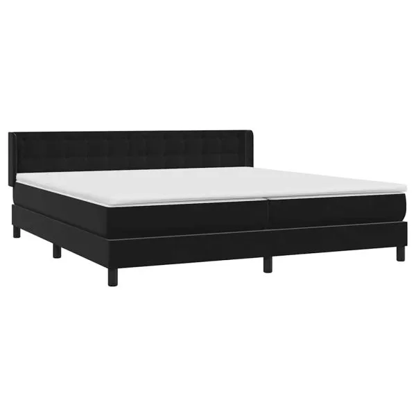 Pat box spring cu saltea, negru, 180×210 cm, catifea