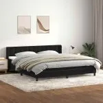 Pat box spring cu saltea, negru, 180×210 cm, catifea