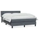 Pat box spring cu saltea, gri închis, 160×220 cm, catifea